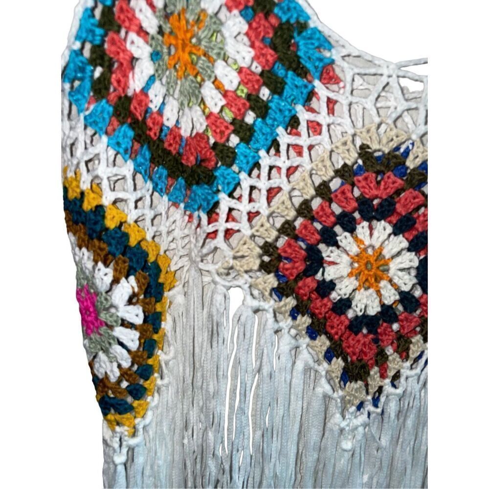 Boho “Adelina” Patchwork Hand Knit Crochet Tank - Picture 4 of 11